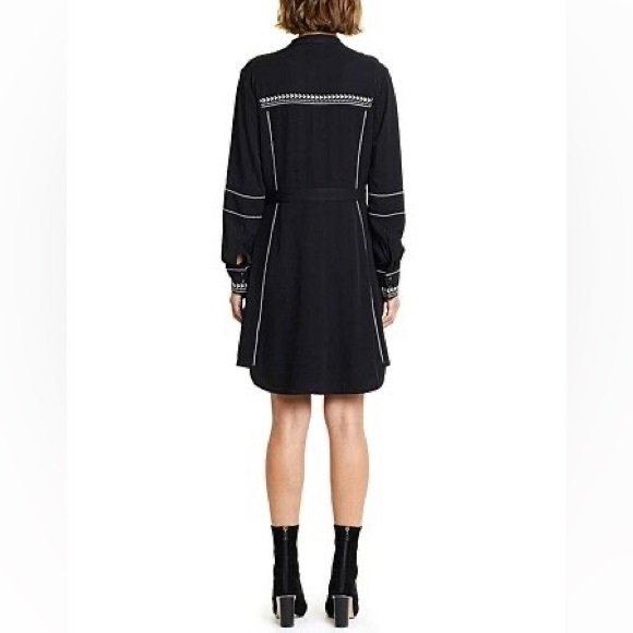 COUNTRY ROAD Embroidered Black Long Sleeve Shirt Dress - Picture 3 of 16